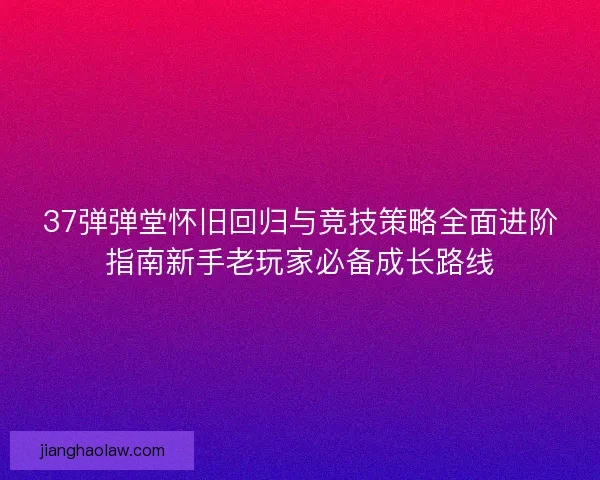 37弹弹堂怀旧回归与竞技策略全面进阶指南新手老玩家必备成长路线